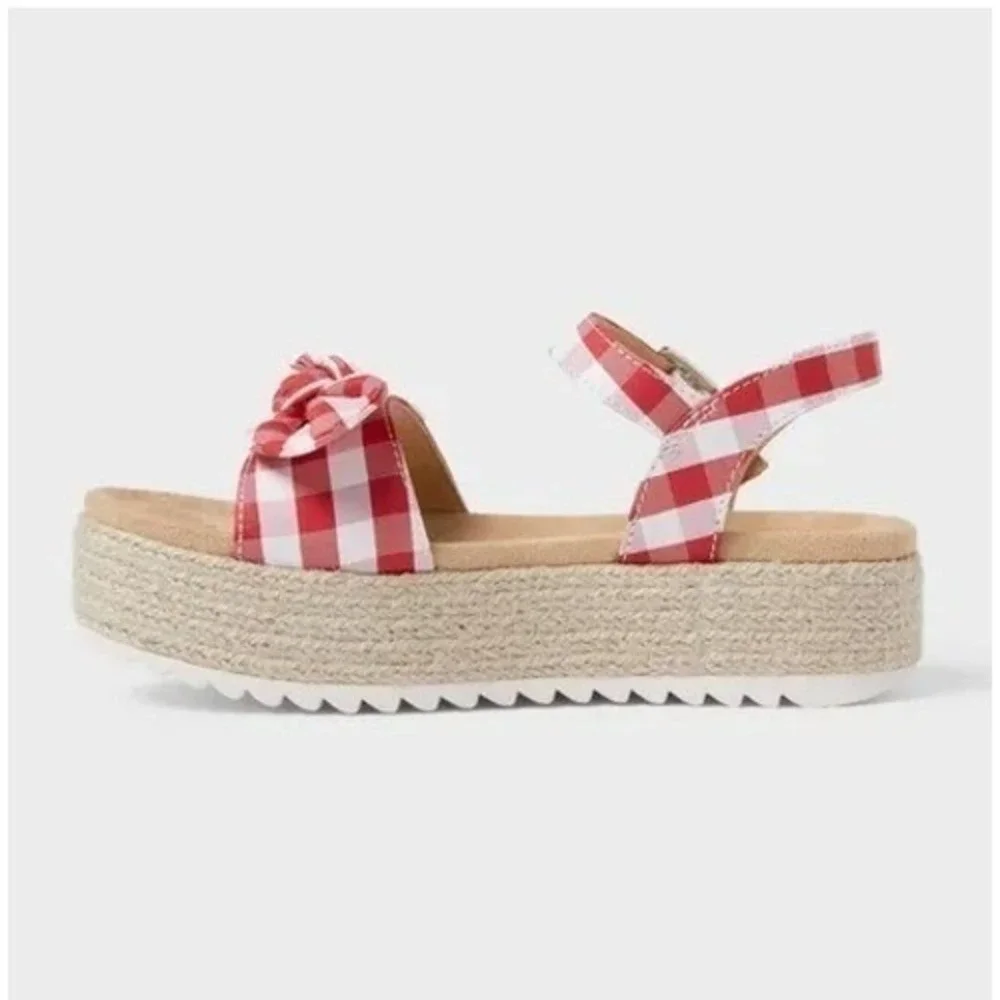 Little Girls Gingham Red Sandals by‎ Cat & Jack Daphne  Size 13 New With Tags
